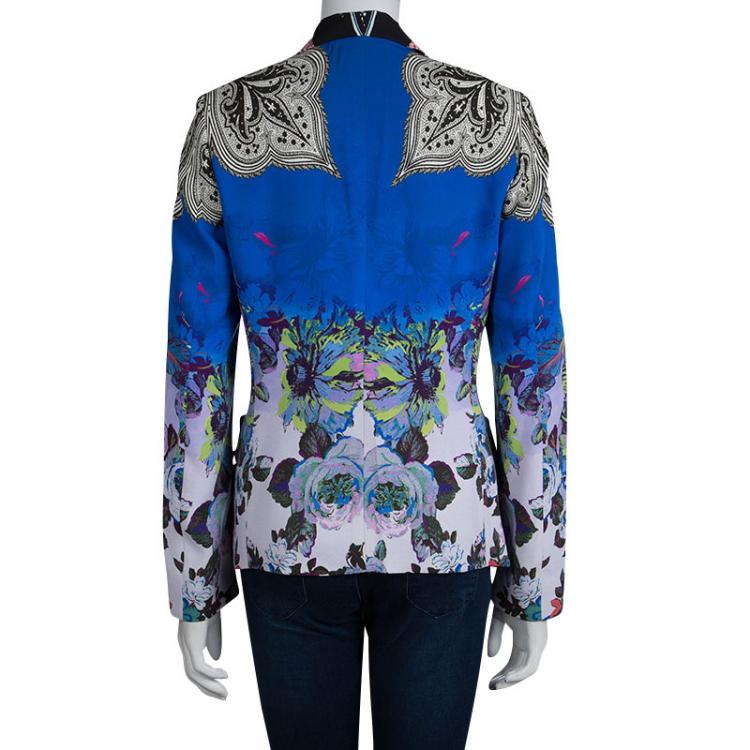 Pre Owned Etro Multicolor Printed Double Lapel Blazer M