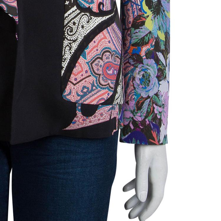 Pre Owned Etro Multicolor Printed Double Lapel Blazer M