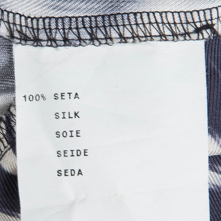 Pre Owned Etro Monochrome Print Silk Cross Strap Top M