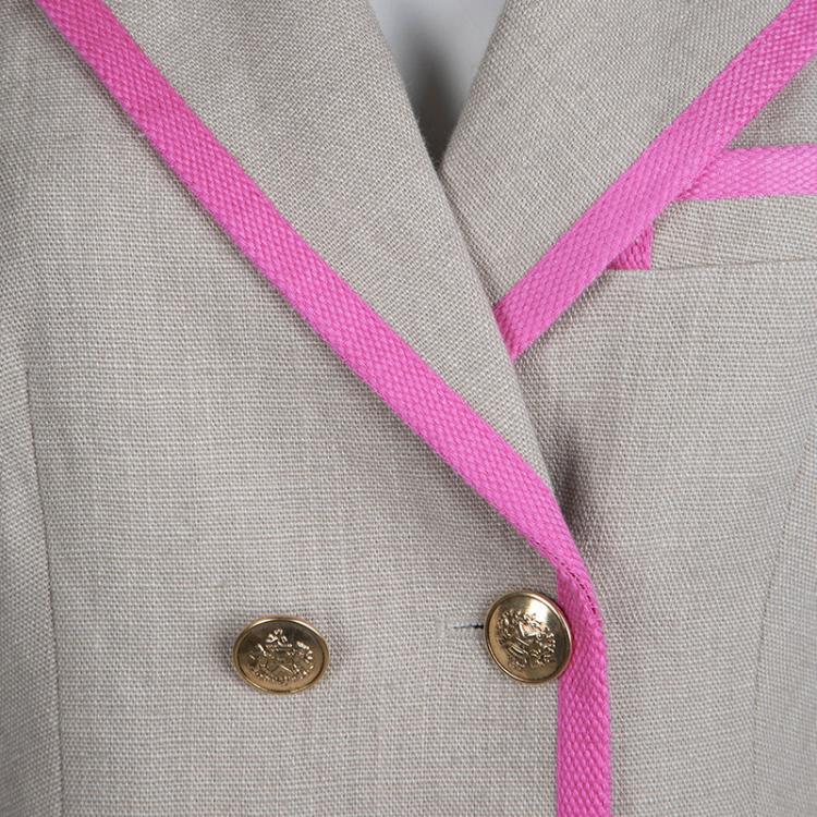 Pre Owned Etro Beige Linen Double Breasted Sleeveless Jacket M