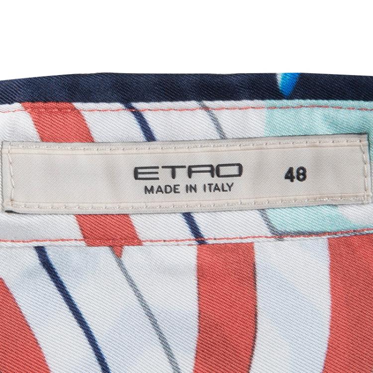 Pre Owned Etro Multicolor Printed Silk Long Sleeve Button Front Shirt L