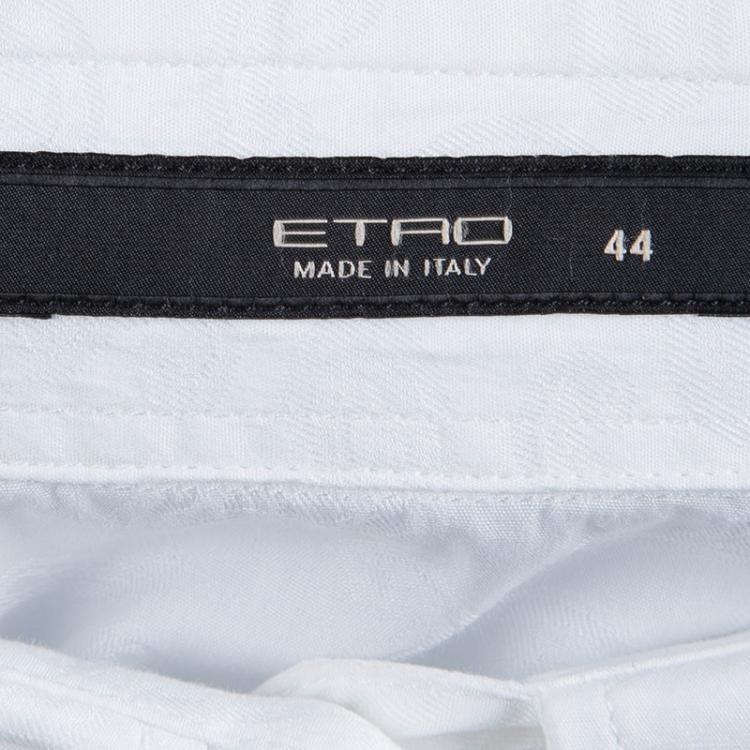Pre Owned Etro White Paisley Pattern Cotton Jacquard Shirt M