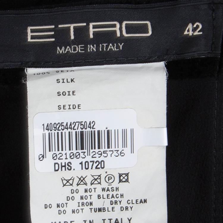 Pre Owned Etro Multicolor Printed Silk Velvet Trim Maxi Dress M