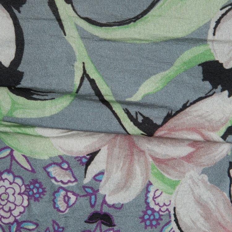 Pre Owned Etro Multicolored Printed Gathered Maxi Dress M