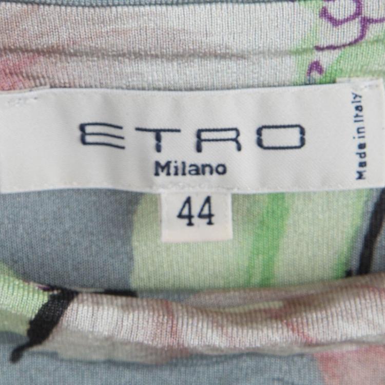 Pre Owned Etro Multicolored Printed Gathered Maxi Dress M