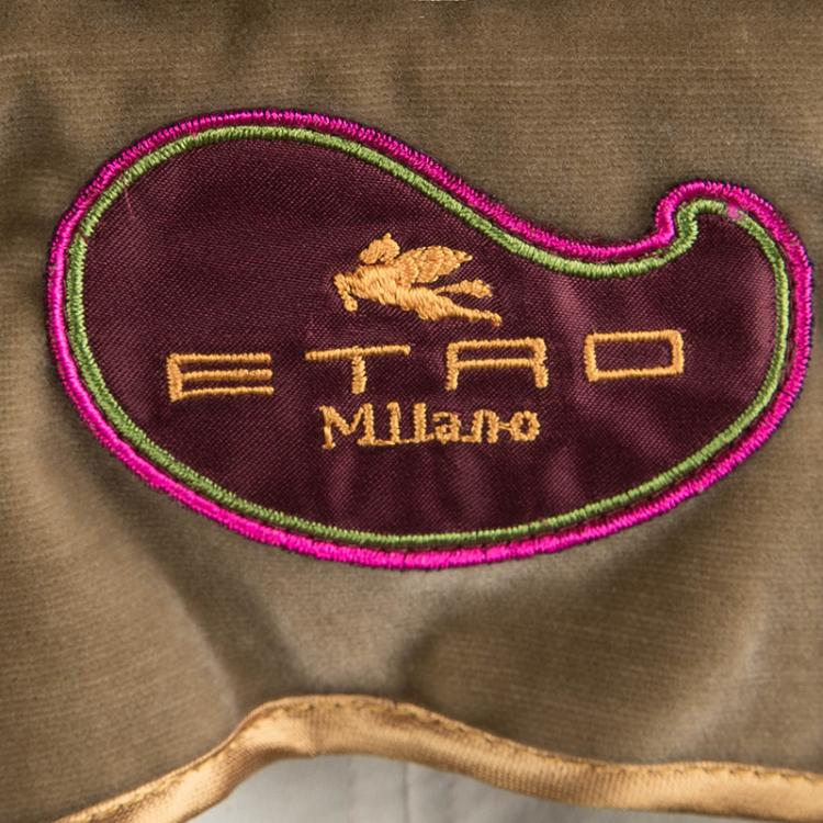 Pre Owned Etro Beige and Brown Velvet Notched Collar Blazer L