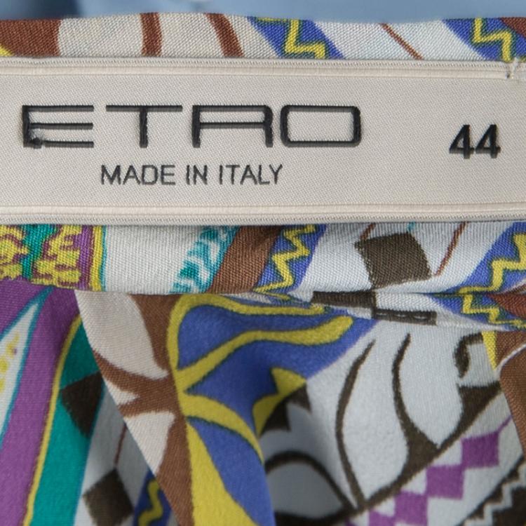 Pre Owned Etro Multicolor Paisely Printed Silk Shift Dress M