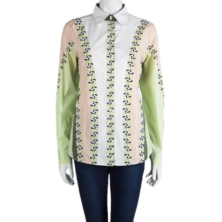 Pre Owned Etro Colorblock Printed Cotton Long Sleeve Button Front Shirt XL