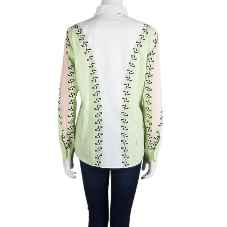 Pre Owned Etro Colorblock Printed Cotton Long Sleeve Button Front Shirt XL