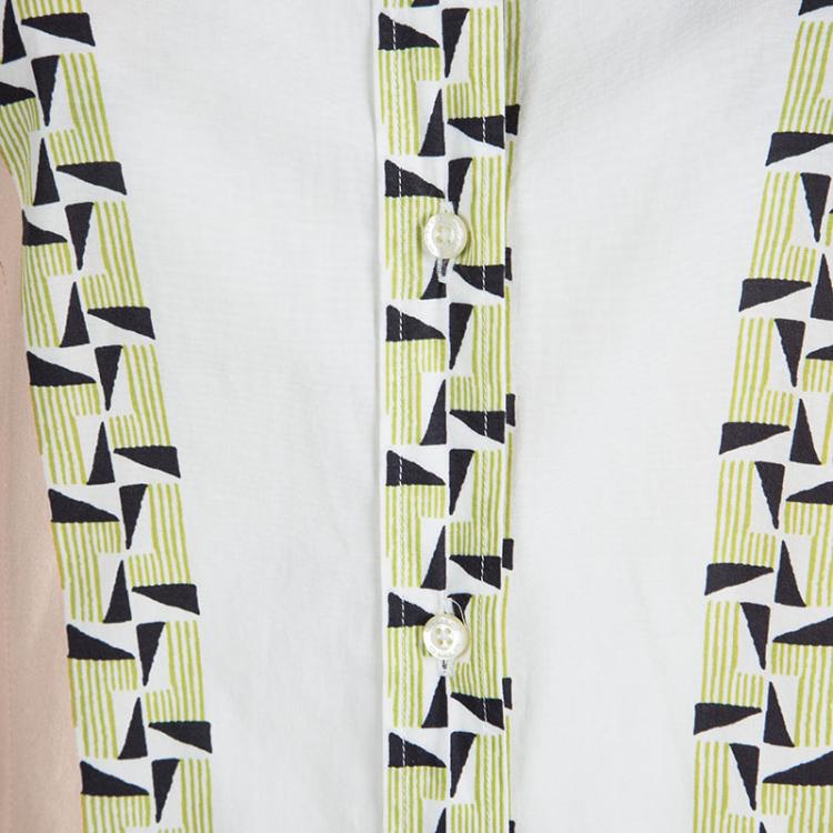 Pre Owned Etro Colorblock Printed Cotton Long Sleeve Button Front Shirt XL