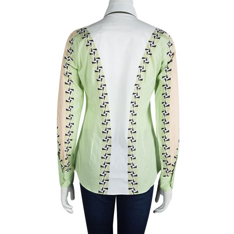 Pre Owned Etro Colorblock Printed Cotton Long Sleeve Button Front Shirt M