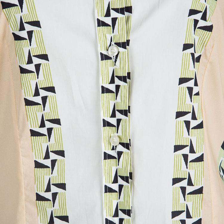 Pre Owned Etro Colorblock Printed Cotton Long Sleeve Button Front Shirt M