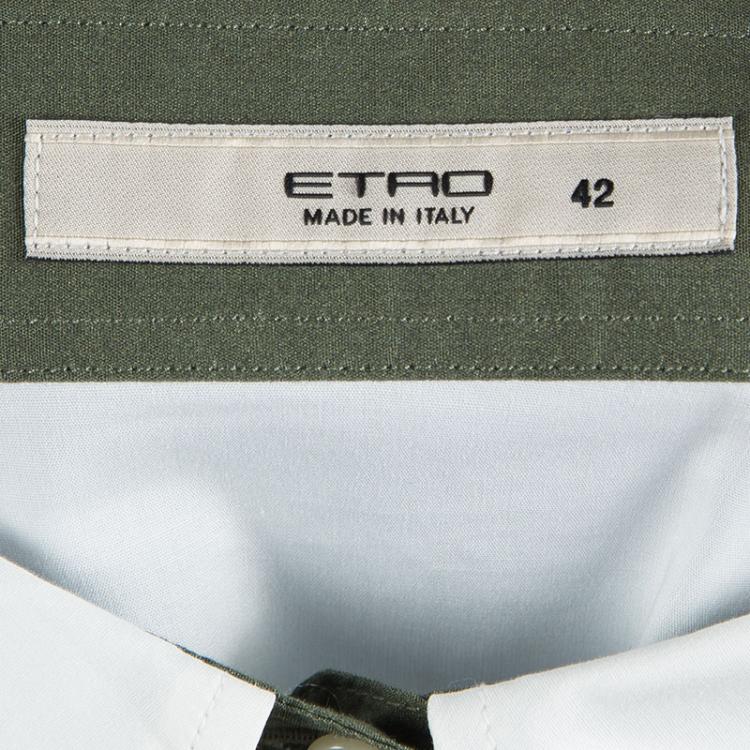 Pre Owned Etro Colorblock Printed Cotton Long Sleeve Button Front Shirt M