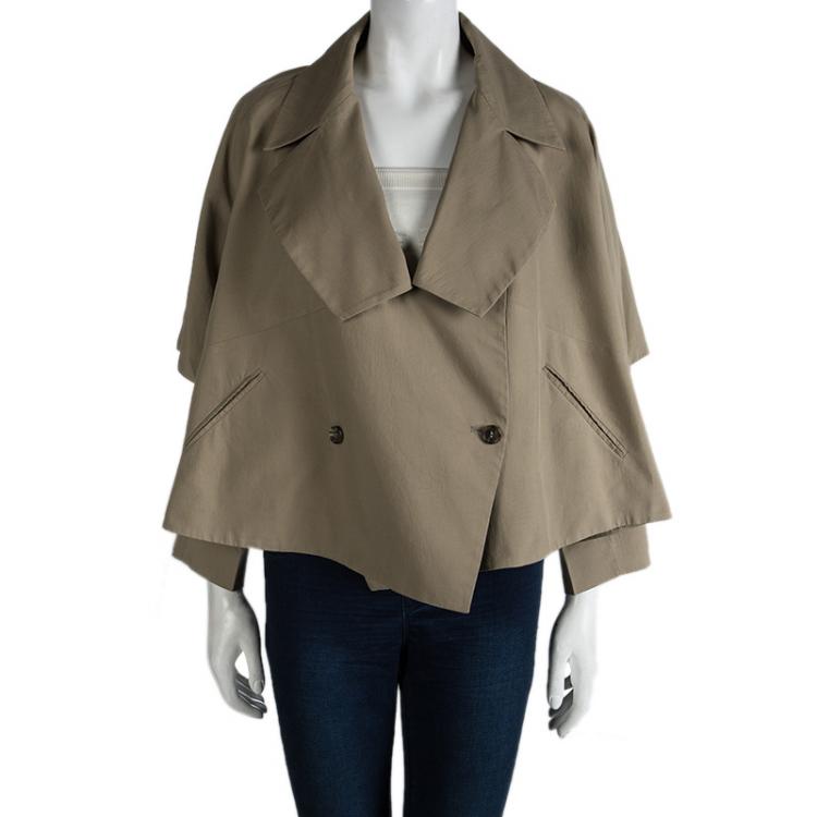Pre Owned Etro Khaki Cotton Double Breasted Over Sized Jacket M