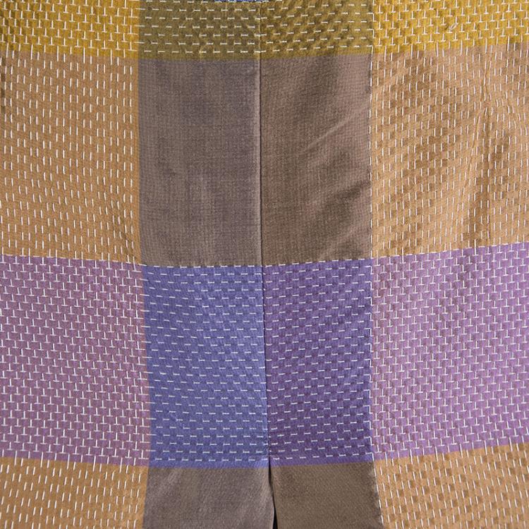 Pre Owned Etro Multicolor Silk Checked Pleated Skirt M