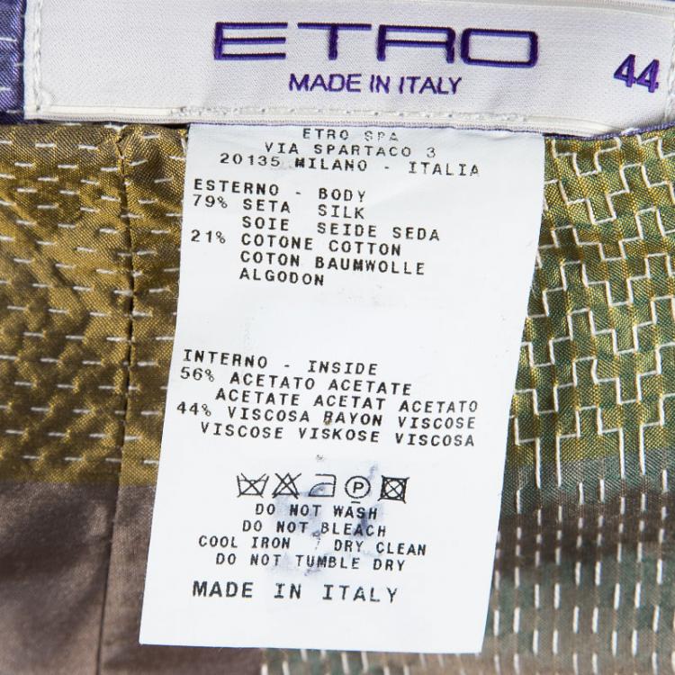 Pre Owned Etro Multicolor Silk Checked Pleated Skirt M