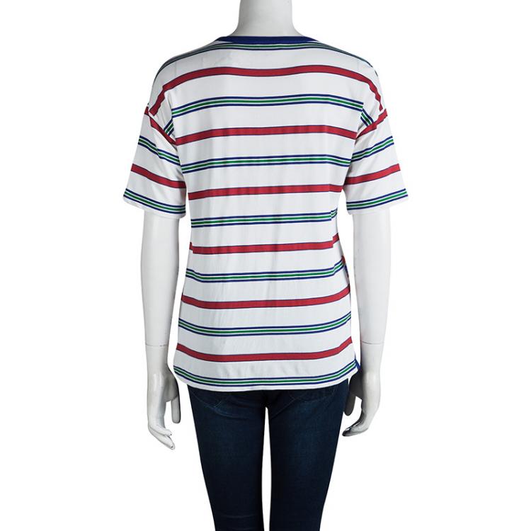 مملوكة مسبقًا Etro Multicolor Floral Printed Short Sleeve Sheer Top M