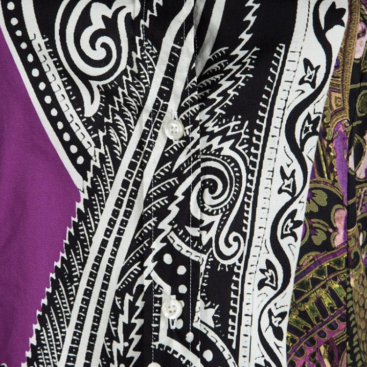 Pre Owned Etro Purple Printed Cotton Long Sleeve Button Front Shirt S