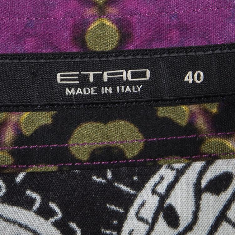 Pre Owned Etro Purple Printed Cotton Long Sleeve Button Front Shirt S