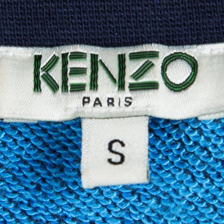 Pre Owned Kenzo Navy Blue Embroidered Tiger Motif Cropped Sweatshirt S
