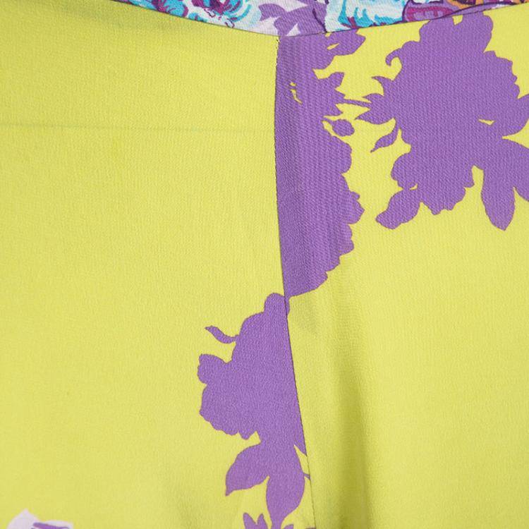 Pre Owned Etro Multicolor Printed Silk Elasticized Waist Pants M