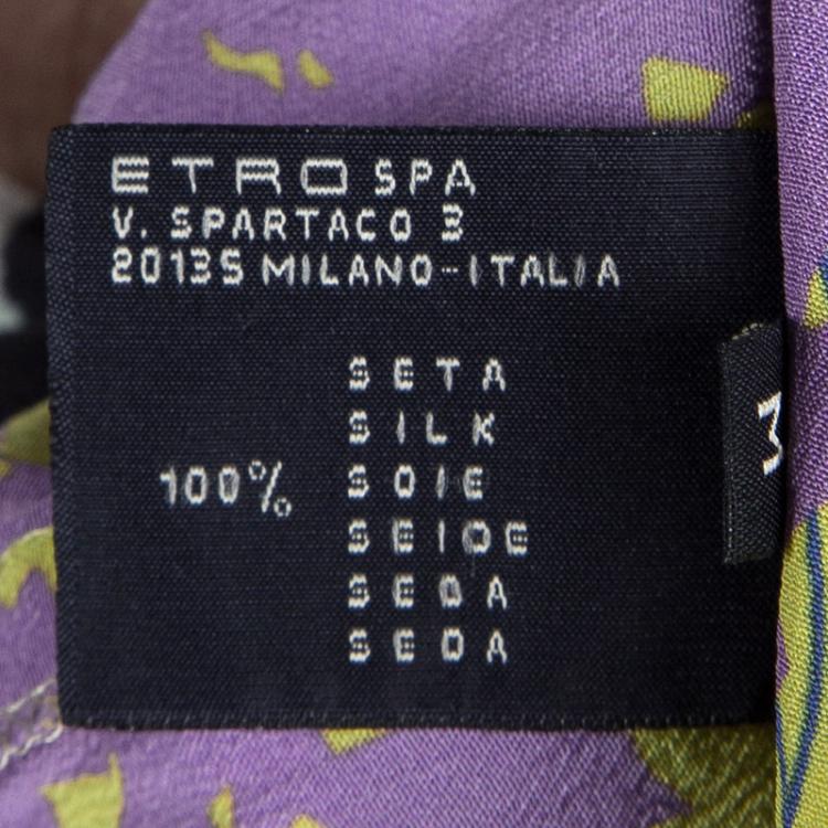 Pre Owned Etro Multicolor Printed Silk Elasticized Waist Pants M