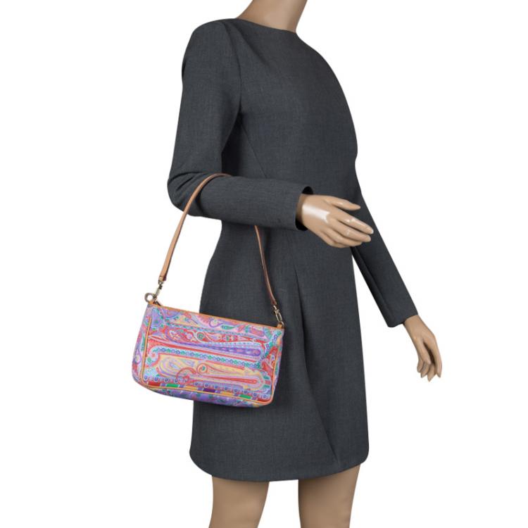 Pre Owned Etro Multicolor Paisley Printed Leather Shoulder Bag