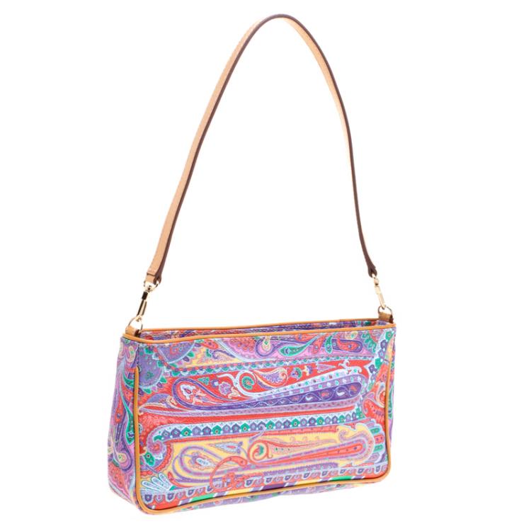 Pre Owned Etro Multicolor Paisley Printed Leather Shoulder Bag