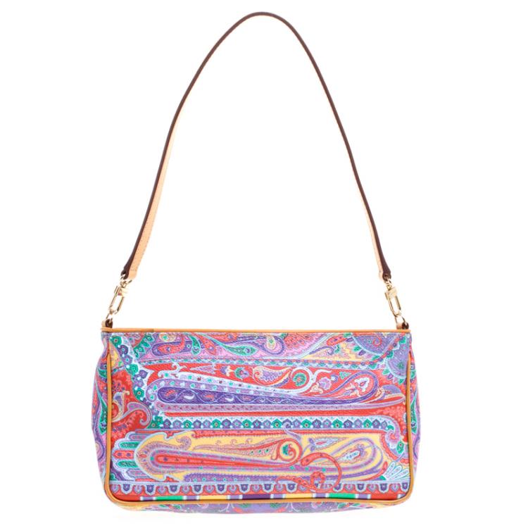 Pre Owned Etro Multicolor Paisley Printed Leather Shoulder Bag
