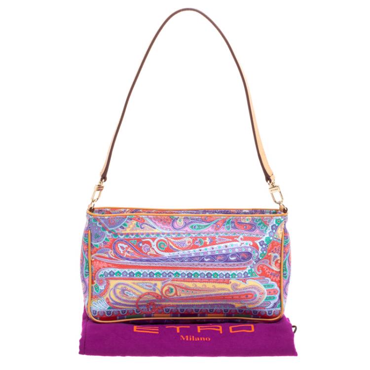 Pre Owned Etro Multicolor Paisley Printed Leather Shoulder Bag