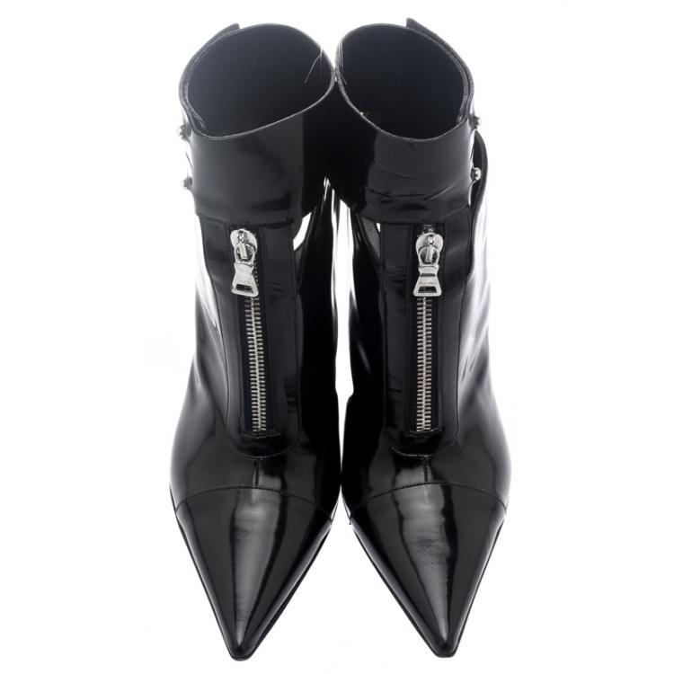 Pre Owned Etro Black Patent Ankle Boots Size 36