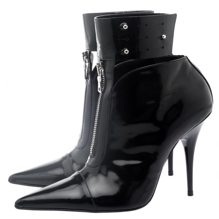 Pre Owned Etro Black Patent Ankle Boots Size 36