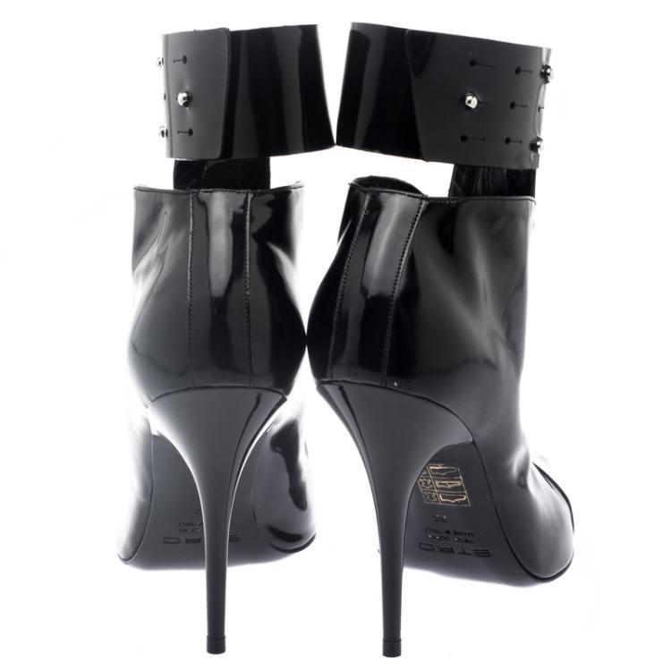 Pre Owned Etro Black Patent Ankle Boots Size 36