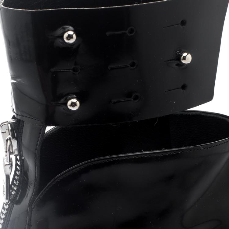 Pre Owned Etro Black Patent Ankle Boots Size 36
