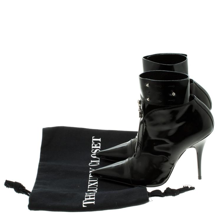 Pre Owned Etro Black Patent Ankle Boots Size 36