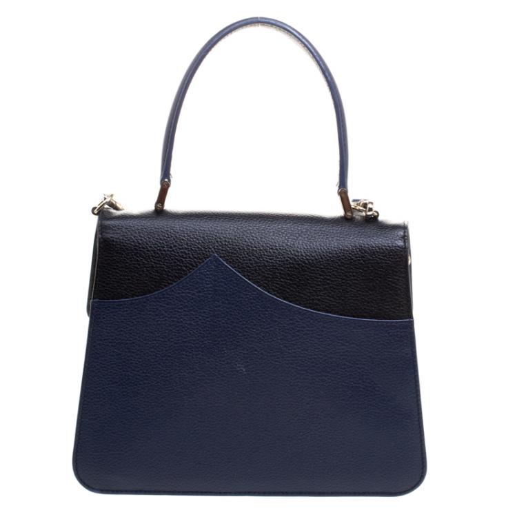 Pre Owned Faure Le Page Black/ Blue Leather Parade  Shoulder Bag