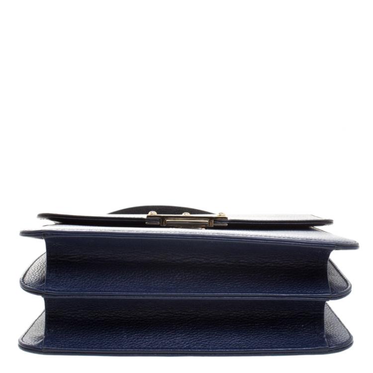 Pre Owned Faure Le Page Black/ Blue Leather Parade  Shoulder Bag