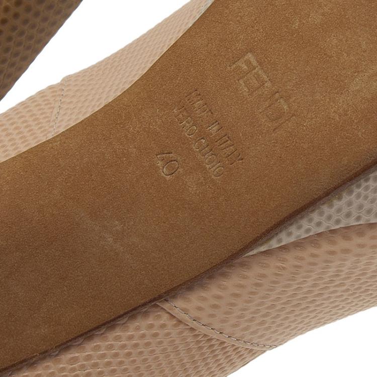 Pre Owned Fendi Fendista Colorblock Lizard-Embossed Leather Peep Toe Platform Pumps Size 40