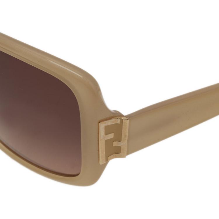 Pre Owned Fendi Cream Fendista Logo Oversized Square Sunglasses