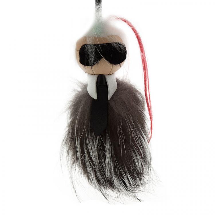 Pre Owned Fendi Mini Karlito Fur Bag Charm