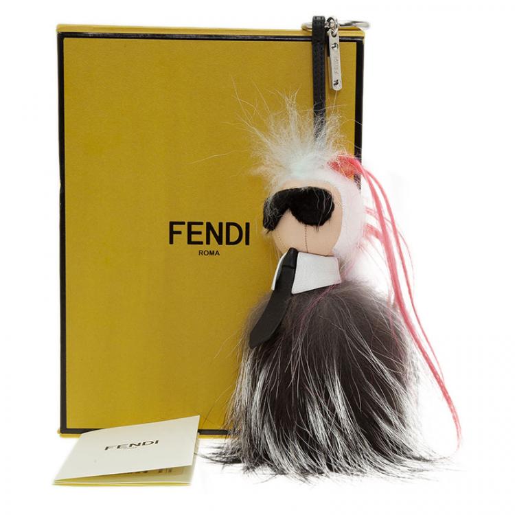 Pre Owned Fendi Mini Karlito Fur Bag Charm
