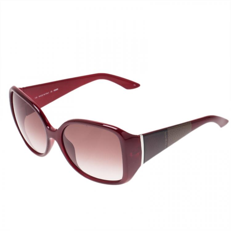 Pre Owned Fendi Pequin Red 5254 Sunglasses
