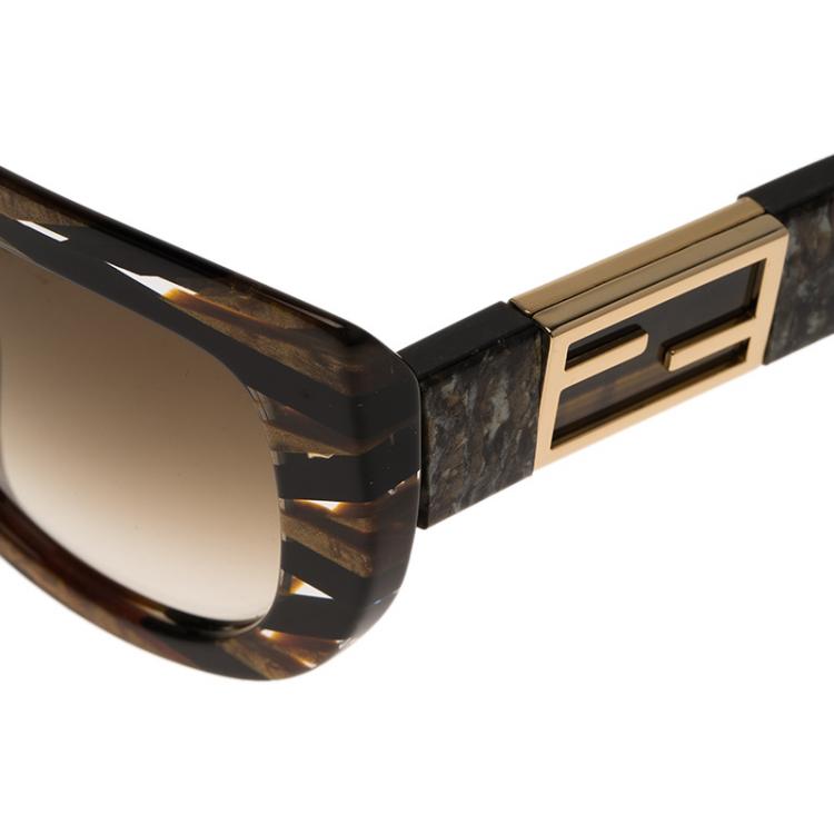 Pre Owned Fendi Black and Gold FF0031/S Baguette Cat Eye Sunglasses