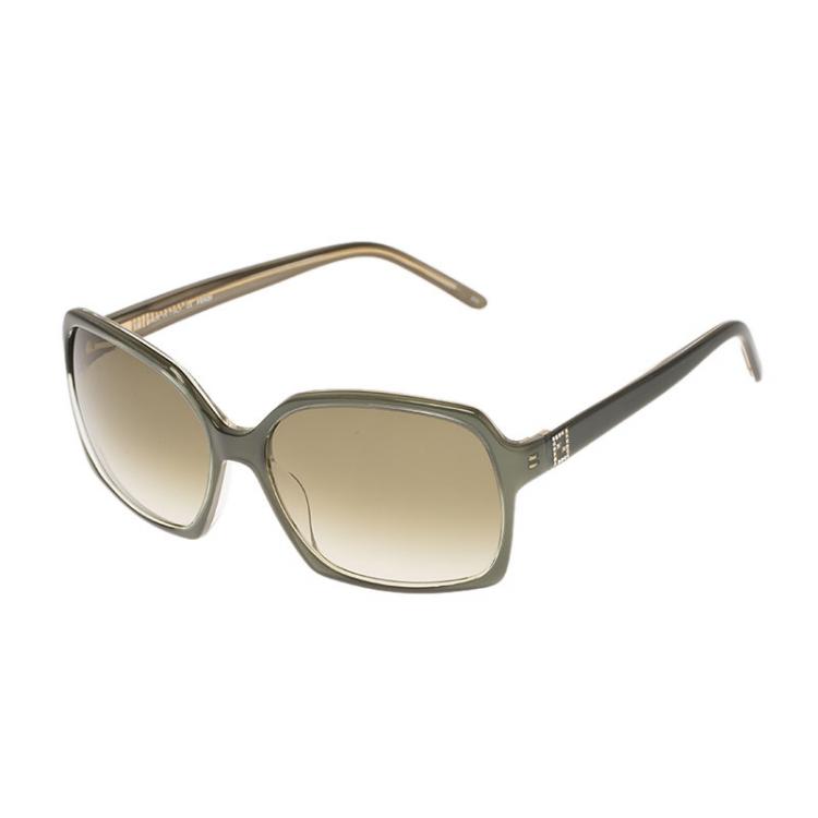 Pre Owned Fendi Olive Green FS5267R Frame Rectangle Sunglasses