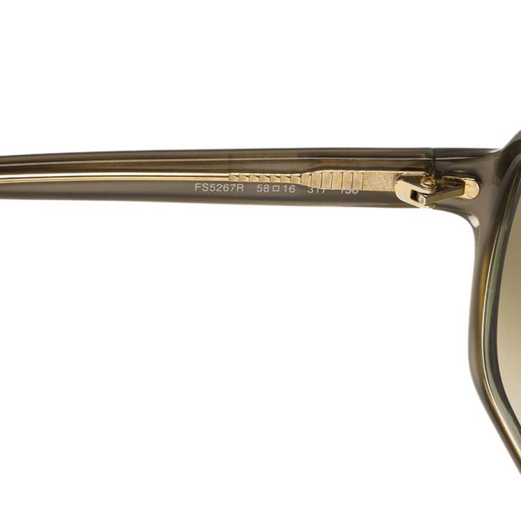 Pre Owned Fendi Olive Green FS5267R Frame Rectangle Sunglasses