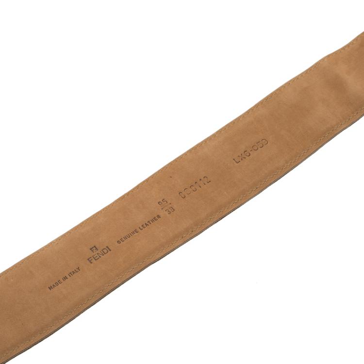 Pre Owned Fendi Brown Zucca Canvas Unisex FF Buckle Belt 95 CM