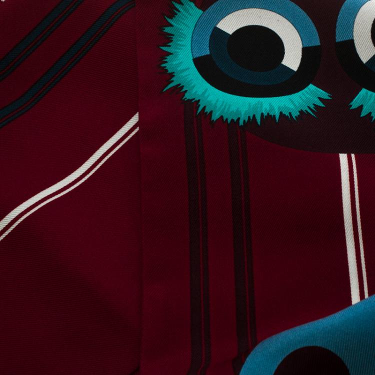 Pre Owned Fendi Red Monster Printed Silk Maxi Wrappy