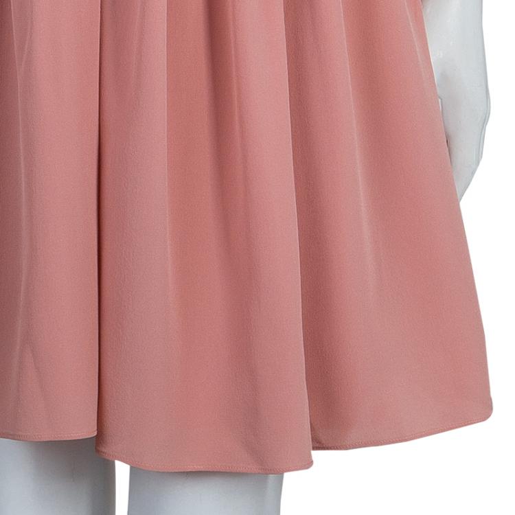 Pre Owned Fendi Pink Ruffled Silk Dress S