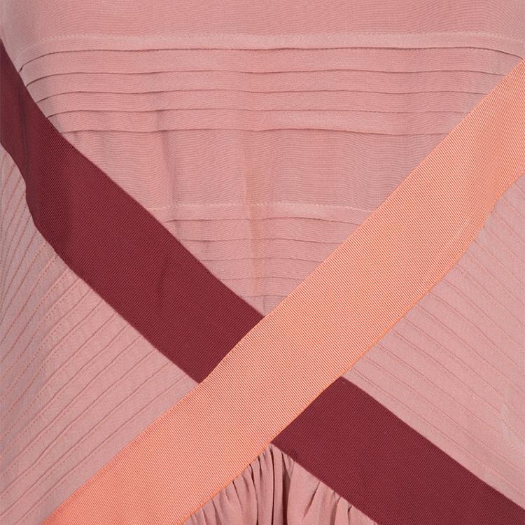 Pre Owned Fendi Pink Ruffled Silk Dress S