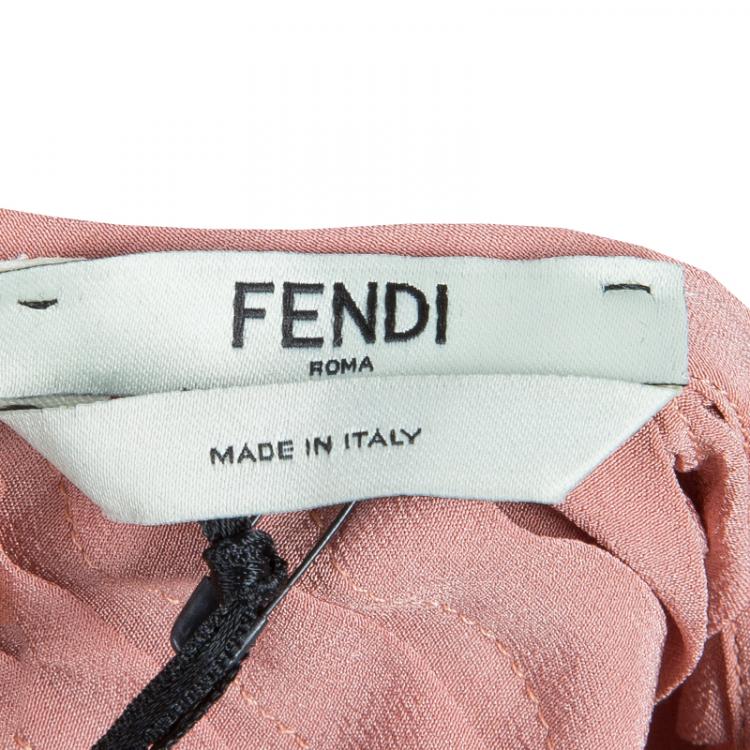 Pre Owned Fendi Pink Ruffled Silk Dress S